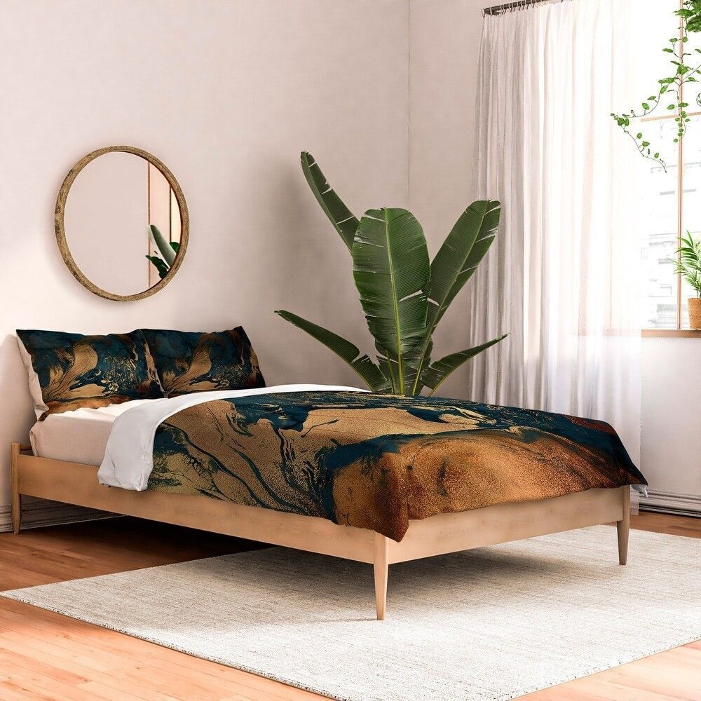 Utart Emerald Indigo And Copper Glam Made To Order Full Comforter Set - 3 pc set